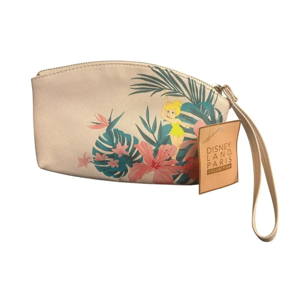 Disneyland Paris Tinker Bell Pink Floral Makeup Bag NWT